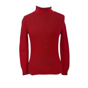 J.Crew Always Womens Red Roll Neck Cotton Ribbed Orsmen Sweater Y2K Classic XS